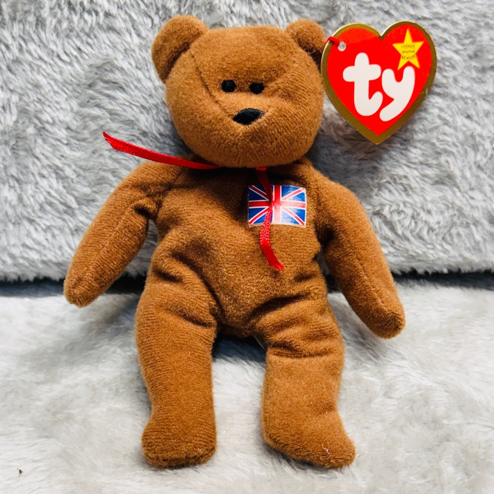 TY Teenie Beanie Babies "Britannia the 'British Flag‎ 'Bear" Retro Vintage